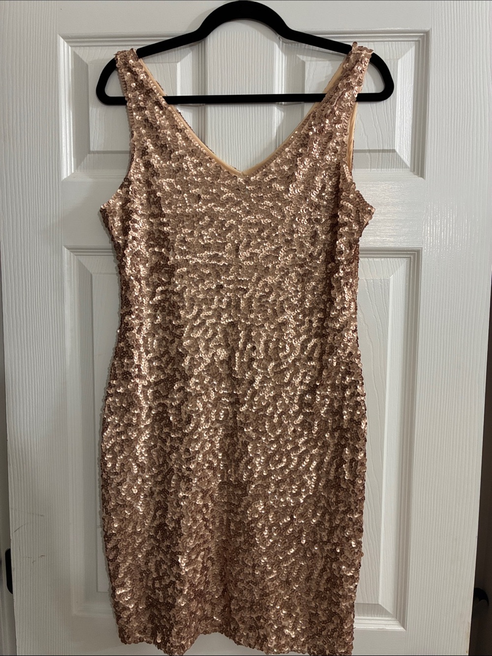 Cocktail Sleeveless Sequin Party Dress in Rose Gold